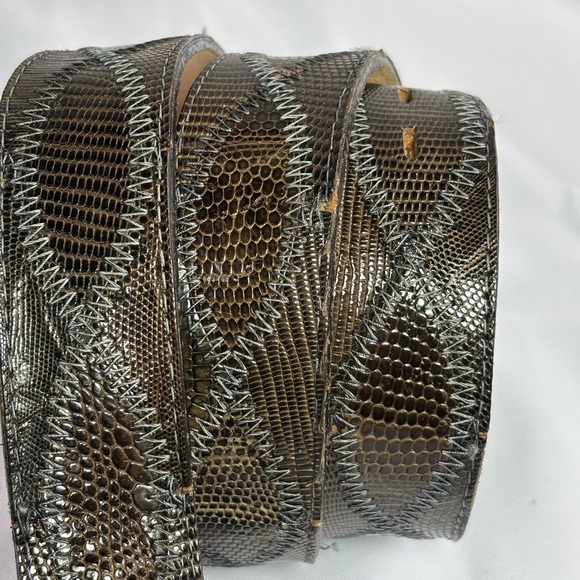 Vtg Fort Worth Leather Men's Brown Patterned Leather Belt, 51411 Size 40 - Picture 2 of 12